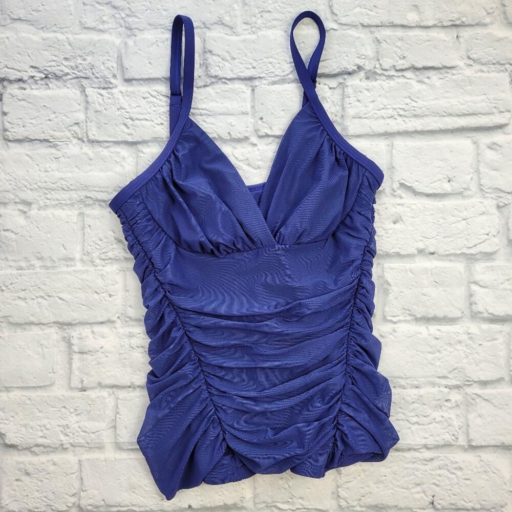 Be Creative Purple Ruched Tankini Top Built-in Padded Bra size 8